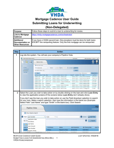 Mortgage Cadence User Guide Submitting Loans for Underwriting