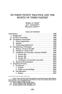 ex parte patent practice and the rights of third parties