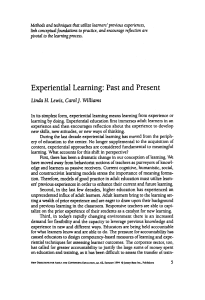 Experiential learning: Past and present