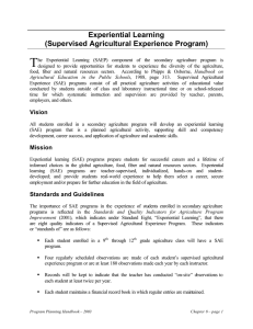Experiential Learning (Supervised Agricultural Experience Program)