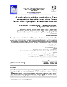 Green Synthesis and Characterization of Silver Nanoparticles Using