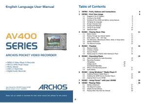 English Language User Manual Table of Contents