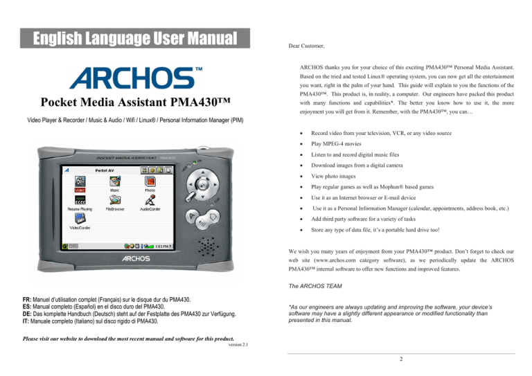 English Language User Manual