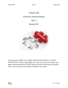 ENGR-2300 Electronic Instrumentation Quiz 2 Spring 2015