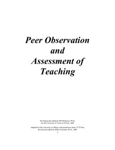Peer Observation and Assessment of Teaching