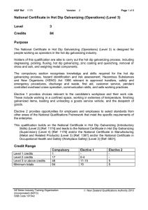 1175 National Certificate in Hot Dip Galvanizing