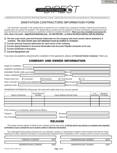 COMPANY AND OWNER INFORMATION RELEASE SANITATION