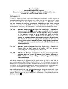Report of Inquiry - Florida Department of Education