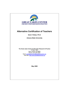 Alternative Certification of Teachers