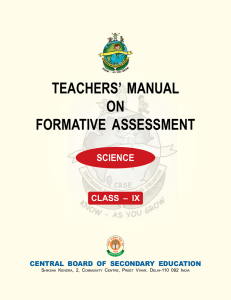 Teachers` Manual on Formative Assessment