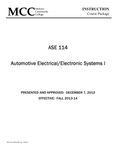 ASE 114 Automotive Electrical/Electronic Systems I