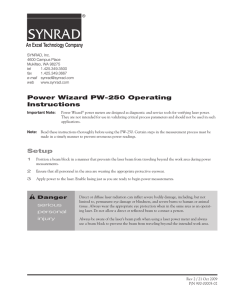 SYNRAD Power Wizard PW-250 Operating Instructions