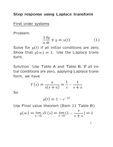 Step response using Laplace transform First order systems Problem