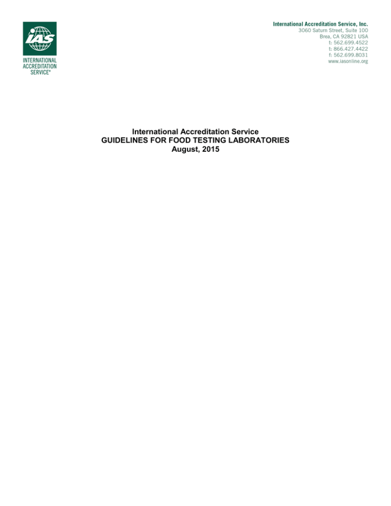 Guidelines for Food Testing Laboratories