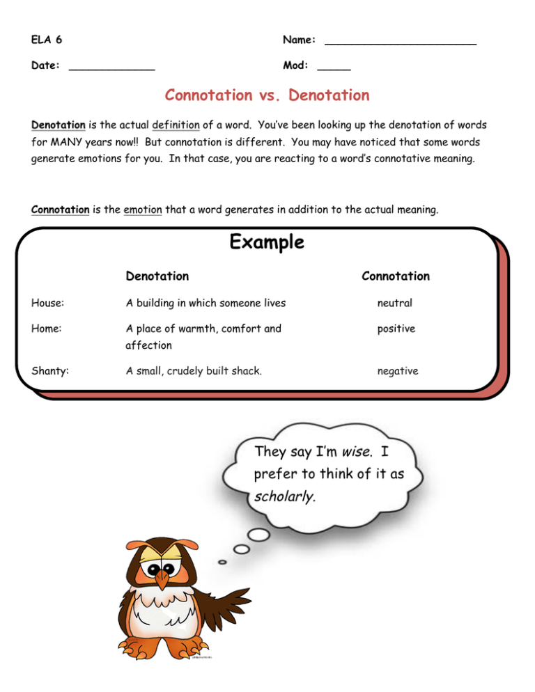 Example Sentences Of Connotation And Denotation