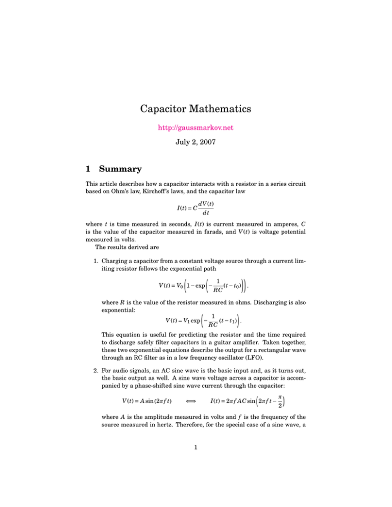 Capacitor Mathematics