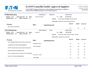 EATON Camarillo Facility Approved Suppliers