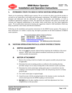 MNM Motor Operator Installation and Operation Instructions