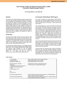SUGI 23: User-Friendly Toolbox for Batch Processing within a UNIXr