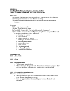 SESSION 1 Teaching Skills: Strengthening Your Teaching Toolbox