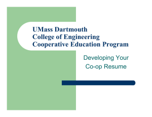 UMass Dartmouth College of Engineering Cooperative Education