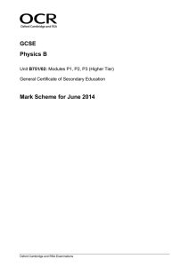 Mark scheme - Unit B751/02 - Modules P1, P2, P3 - Higher tier