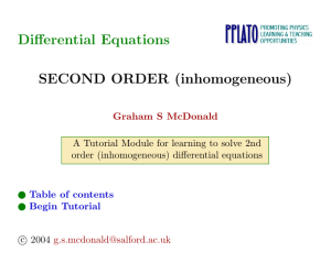 Second Order Inhomogeneous Differential Equations