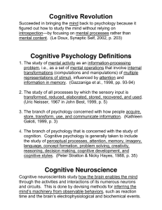 Cognitive Psychology Definitions