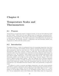 Chapter 6 Temperature Scales and Thermometers