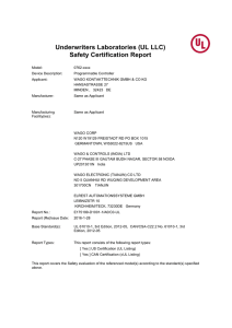 Underwriters Laboratories (UL LLC) Safety Certification Report