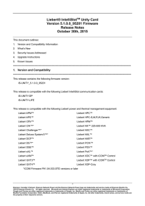 Liebert® IntelliSlotTM Unity Card Version 5.1.0.0_95201 Firmware