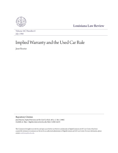 Implied Warranty and the Used Car Rule