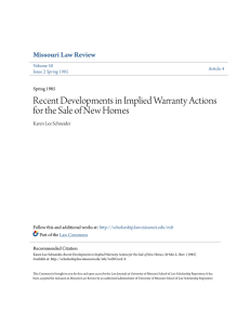 Recent Developments in Implied Warranty Actions for the Sale of