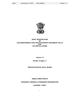 irs s 88-2004, low maintenance lead acid stationary secondary