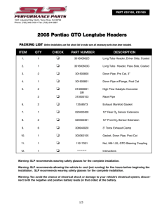 SLP 30168 Header Installation Instructions