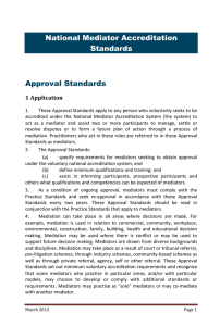 National Mediator Accreditation Standards Approval Standards