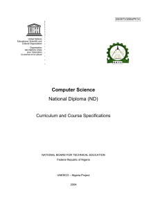 Computer science, National Diploma (ND): curriculum and course
