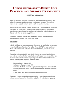 using checklists to define best practices and improve performance