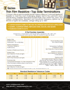 Thin Film Resistors – Top Side Terminations R Series