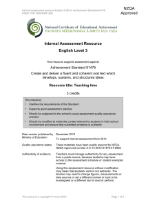 Internal Assessment Resource English Level 3 NZQA Approved