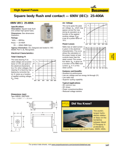 Square body flush end contact — 690V (IEC): 25-400A