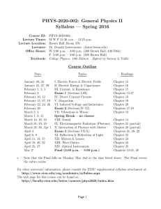 PHYS-2020-002: General Physics II Syllabus - Faculty