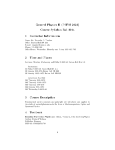 General Physics II (PHYS 2022) - Temple University Department of
