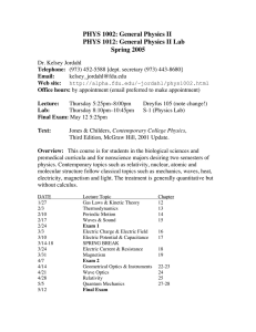 PHYS 1002: General Physics II PHYS 1012: General Physics II