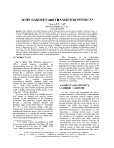 JOHN BARDEEN and TRANSISTOR PHYSICS
