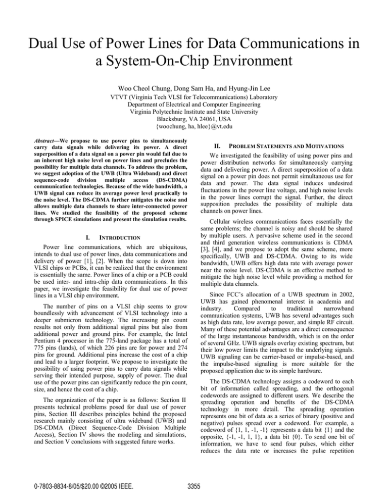 dual use of power lines for data communications in a