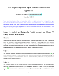 2015 Engineering Thesis Topics in Power Electronics and