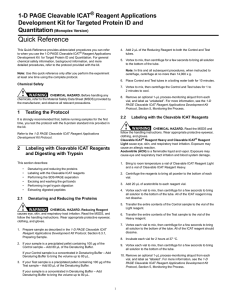 1-D PAGE Cleavable ICAT® Reagent Applications