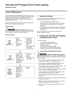 Cleavable ICAT® Reagent Kit for Protein Labeling