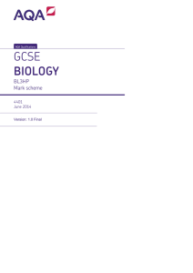 GCSE Biology Mark scheme Unit 03 - Biology June 2014